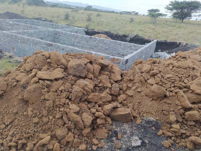 Excavated foundation trenches with concrete strip footings cast